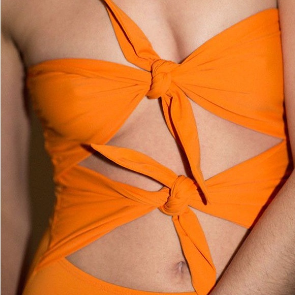 MARYAM NASSIR ZADEH DEIA FRONT TIE ONE PIECE in Orange - Picture 2 of 13